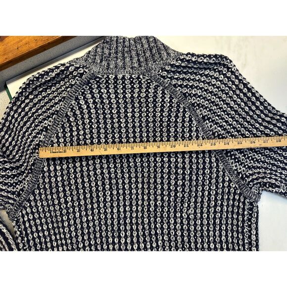 Gap heavyweight knit navy & white sweater cardigan with toggle buttons, size L - Picture 10 of 11